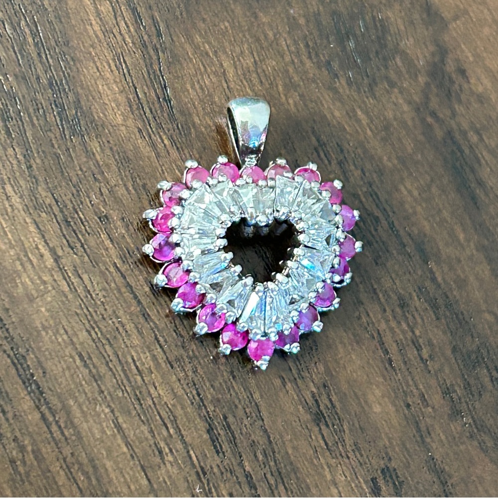 Ruby and CZ Heart Pendant